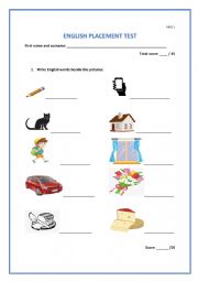 English Worksheet: Beginner Placement Test