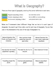 What Is Geography Task sheet
