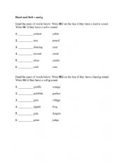 English worksheet: Hard and soft c and g
