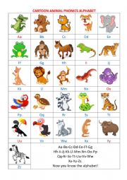 Cartoon animal phonics alphabet