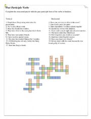 English Worksheet: Past Participle verbs crossword