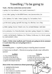 English Worksheet: Travelling / To be going to