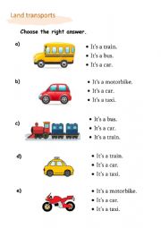 English Worksheet: Land transports