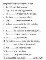 English Worksheet: was or were