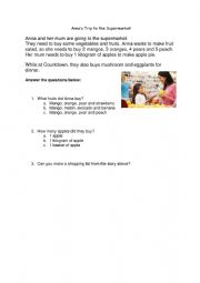 English Worksheet: Shopping Fruits