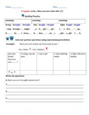 English Worksheet: Have You Ever Done That? Bought, Fought,Brought - Irregular Verbs