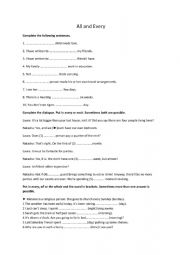 English Worksheet: All versus Every