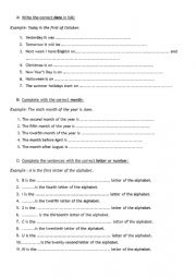 English Worksheet: dates and numbers