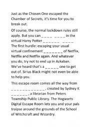 English Worksheet: Harry Potter Escape room