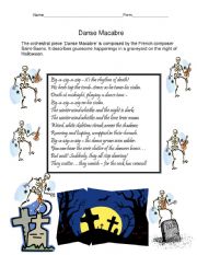 English Worksheet: Dance Macabre Sheet for home learning