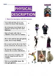 English Worksheet: Hotel Transylvania worksheet physical description