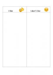 English Worksheet: I like and I don�t like - Free time activities 