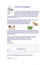 English Worksheet:  A letter of complaint