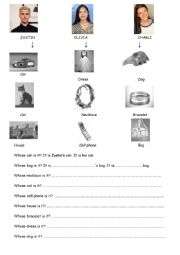 English Worksheet: Gnitif et adjectifs possessifs