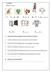 English Worksheet: At school 