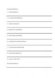 unjumbling sentences that are questions - ESL worksheet by crystalcope