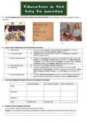 English Worksheet: Formal, Non formal, Informal education