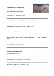 English Worksheet: Time expressions and holiday activities
