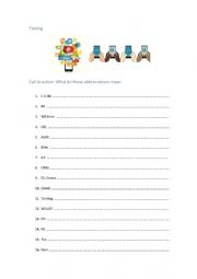 English Worksheet: Texting activity for teenagers  