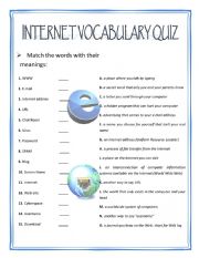 English Worksheet: Internet quiz
