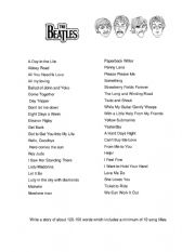 English Worksheet: The Beatles writing activity