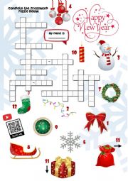 English Worksheet: Happy New Year Crossword Puzzle