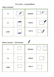 English Worksheet: Pre-entry preposition activity