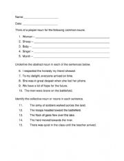 English Worksheet: Nouns Review