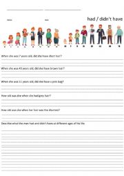 English Worksheet: Had / Didn�t Have Worksheet