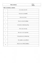 English Worksheet: Make exclamatory sentences