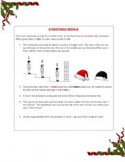 English Worksheet: Christmas Hat Riddle