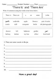 English Worksheet: There is, There are