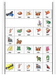 English Worksheet: blends phonics exercise dice board game