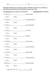 English Worksheet: Pair Speaking Games - Favourite Sports and Activities