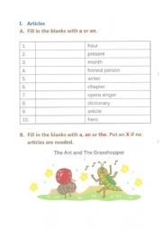 English Worksheet: Articles