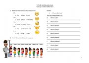 English Worksheet: Feelins and Ordinal Numbers - Revisions