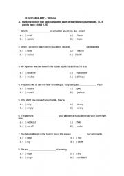 English Worksheet: intermediate stage