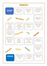 English Worksheet: Month practive game
