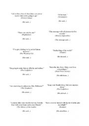 English Worksheet: Reported speech - movie quotes