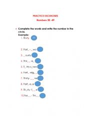 English Worksheet: Practice numbers from 30 to 49