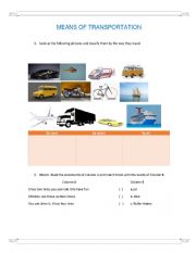 English Worksheet: MEANS OF TRANSPORTATION