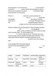 English Worksheet: Overpopulation