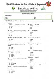 English Worksheet: PLACEMENT TEST 1 - BEGINNER / ELEMENTARY 