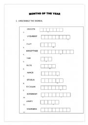 English Worksheet: THE MONTH OF THE YEAR