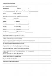 English Worksheet: Personal Qualities