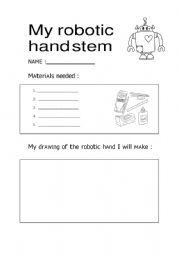 English Worksheet: Robotic Hand STEM 