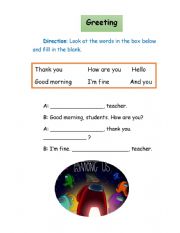 English Worksheet: Greeting