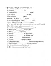 English Worksheet: as ..as comparative