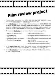 English Worksheet: Film Review Project