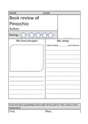 English Worksheet: Review easy reader Pinnochio